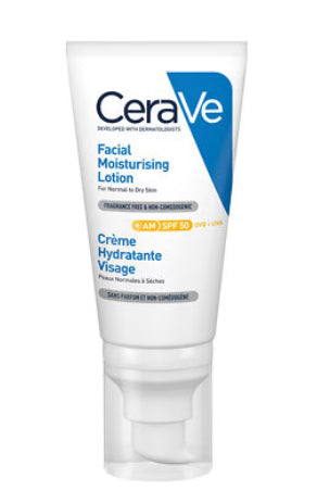 Cerave AM Facial Moisturiser SPF50 Normal to Dry Skin, 52ml