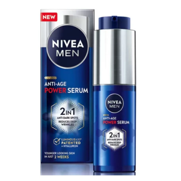 Nivea Men 2 in1 Anti-Age Power Serum with Luminous 630 & Hyaluronic Acid,  30ml