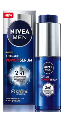 Nivea Men 2 in1 Anti-Age Power Serum with Luminous 630 & Hyaluronic Acid,  30ml