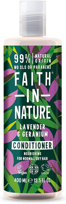 Faith In Nature Natural Lavender and Geranium Conditioner, Nourishing, Vegan and Cruelty Free, No SLS or Parabens, For Normal to Dry Hair, 400 ml