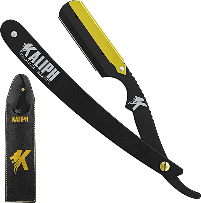 Kaliph Professional Cut Throat Razor Kit for Men - Barber Grade Single Edge Blade Straight Razor