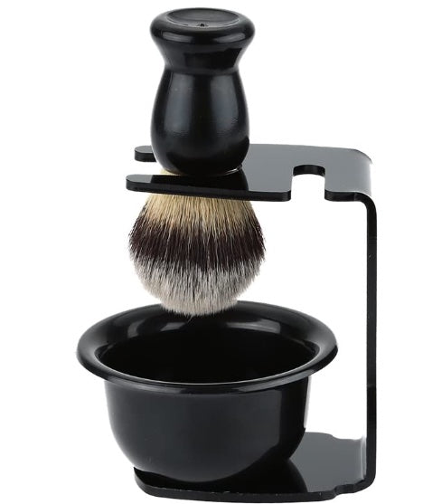 Anself 3 In 1 Shaving Brush Kit- Shaving Frame Base & Shaving Soap Bowl & Bristle Hair Shaving Brush
